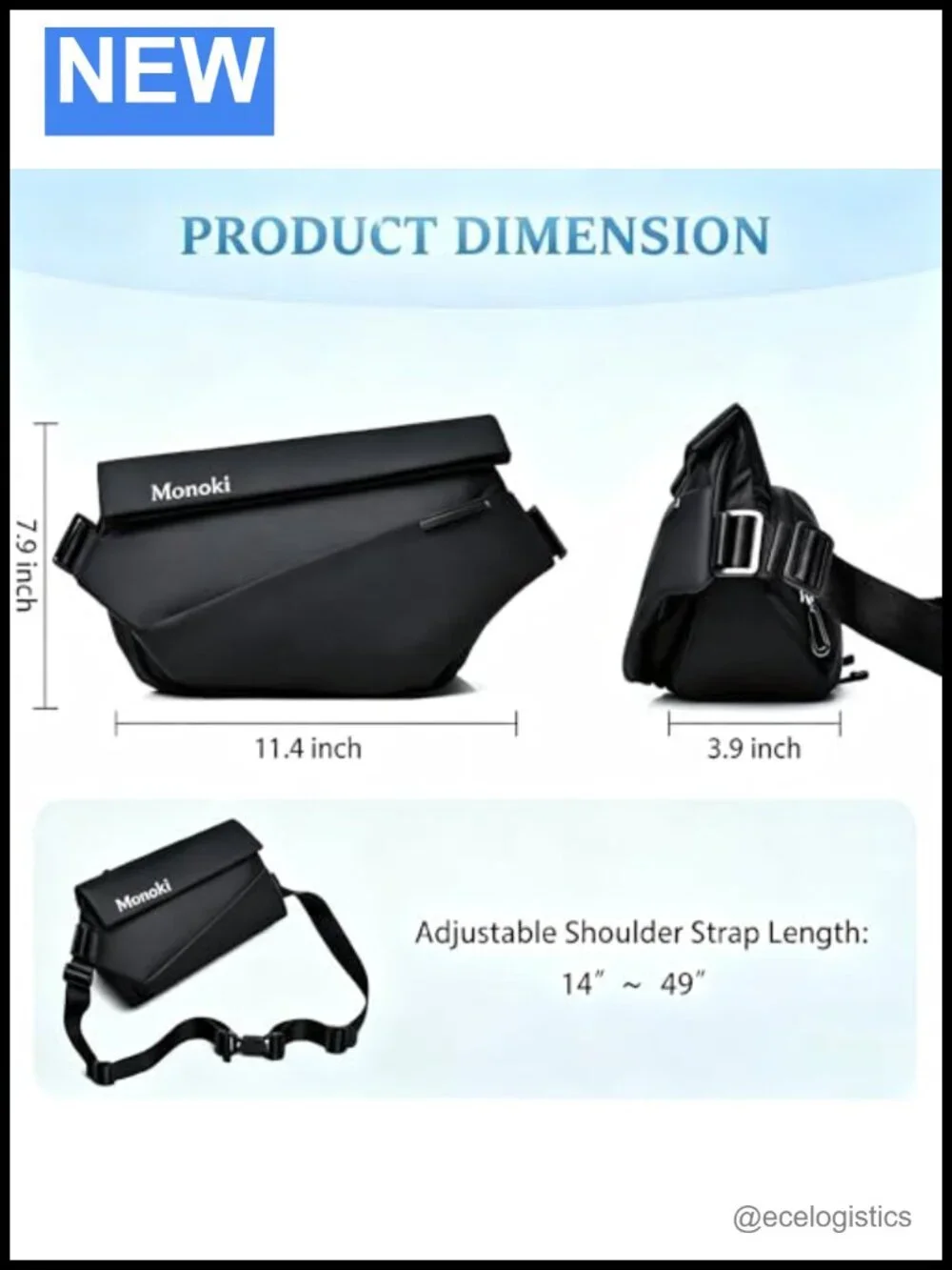Waterproof Crossbody Sling Bag with Adjustable Strap, Large Capacity Travel
